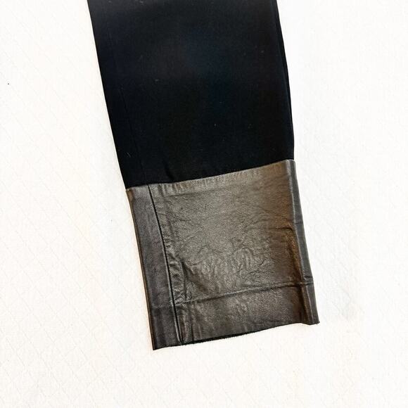 Rag & Bone Lamb Leather Accent Cropped Black Trouser Pants Size 2 - Picture 7 of 10